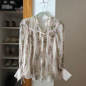 Reiss Marino Floral Print Blouse, Floral White NWT